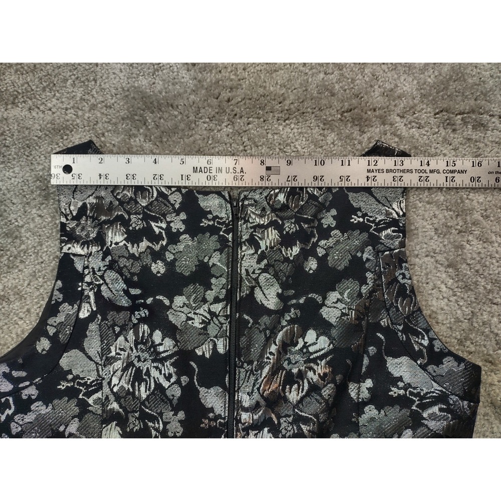 Womens dress Lauren Conrad Size 8 Black Floral Dress Black Silver Party Metallic - Picture 8 of 10